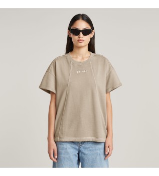 T-shirt com pormenores de costuras overdyed taupe