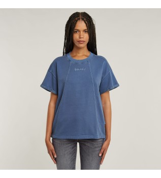 T-shirt com pormenores de costuras overdyed azul