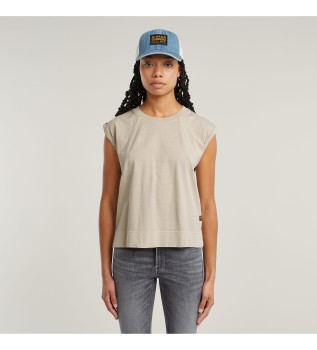 Overgeverfd beige T-shirt met rits