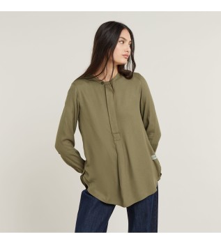 Skjorte med halv stolpelukning grn