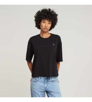 T-shirt med vandrette syninger, sort