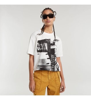 T-shirt Multi Print Loose white