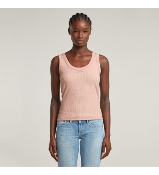 T-shirt de canelado fina cor-de-rosa