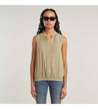 Opstaande kraag taupe blouse
