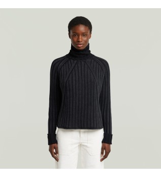 Washed loose turtle jumper black