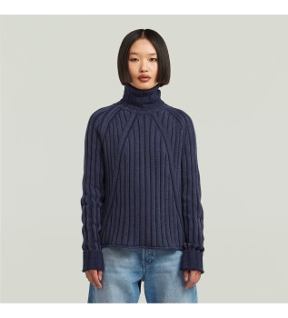 Washed loose turtle navy jumper