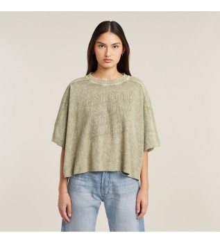 T-shirt bege Washed Multi Logo Oversize