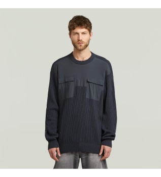 Navy Woven Mix jumper