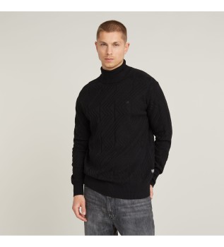 Zig-Zag Structure Turtle Knitted jumper black