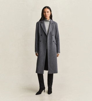 Cappotto in misto lana a righe grigio