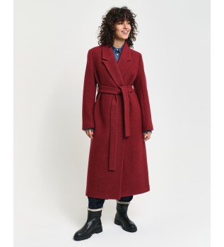 Abrigo cruzado con textura granate