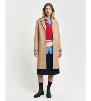 Classic Tailored Fit beige wollen jas