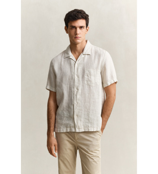 Beige short sleeve linen shirt