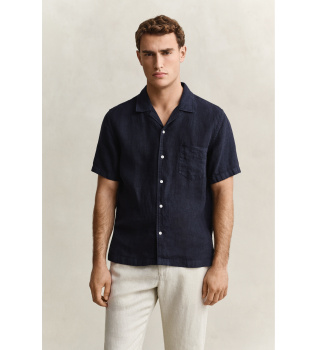 Short sleeve linen shirt navy