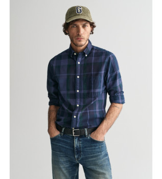 Regular Fit Plaid Dyed Shirt In Navy Garment Dyed