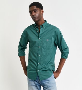 Camicia Regular Fit in popeline verde