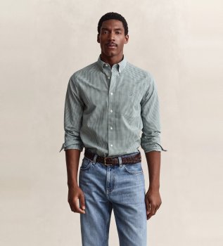Chemise classique à carreaux Vichy vert