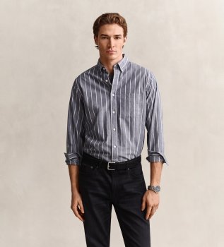 Chemise en popeline chinée à rayures grises