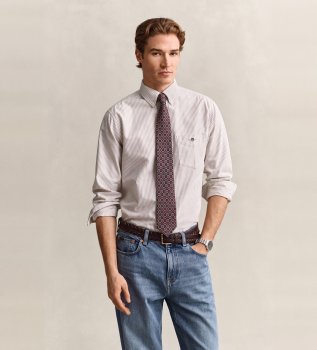 Chemise Oxford Regular Fit rayures beige