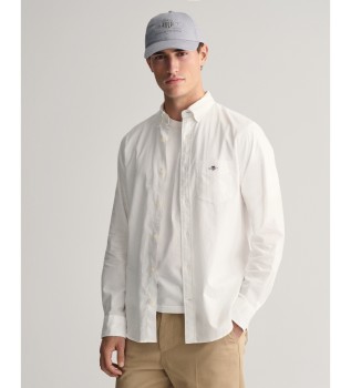 Regular Fit White Cotton and Linen Shirt