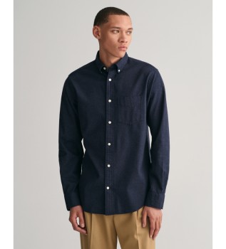 Regular Fit navy marl flannel skjorte