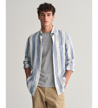 Regular Fit linneskjorta med djrva bl rnder