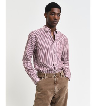 Burgundy striped poplin Regular Fit Shirt