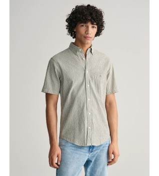 Regular Fit Seersucker kortrmad randig skjorta grn