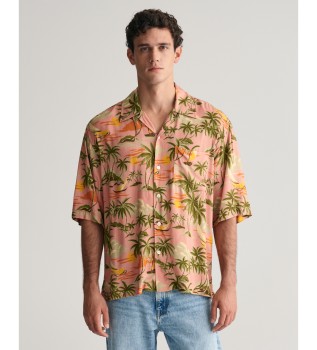 Relaxed Fit Overhemd Hawaii met korte mouwen roze