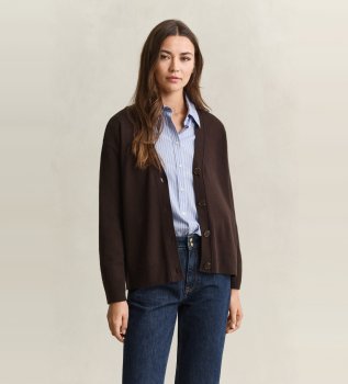 Braune Cardigans aus Superfine Lambswool