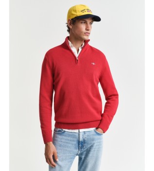 Pulver de algodo com meio fecho Casual vermelho
