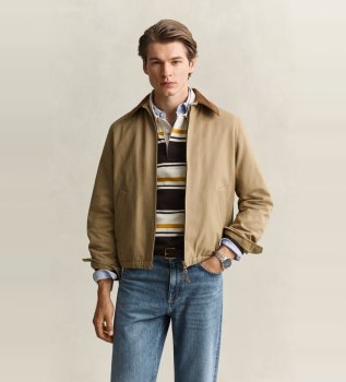 Beige Harrington-jack van moleskin