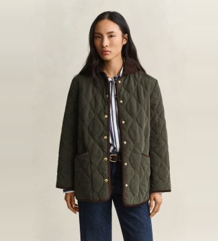 Gesteppte Jacke mit grünem Monogramm