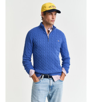 Cable Half Zip pullover blue