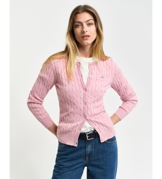 Knitted Cardigan In Pink Cotton Stretch Cotton Eights