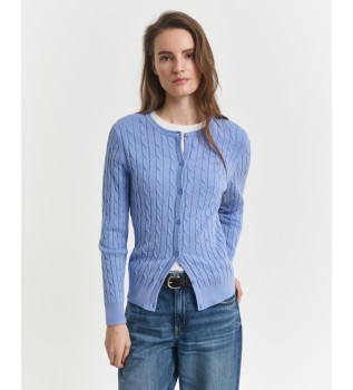 Cardigan bleu en maille à mailles torsadées