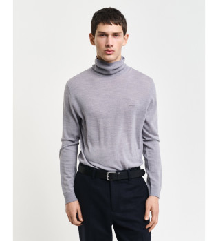 Trui van extra fijne merinoswol met grijze zwanenkraag