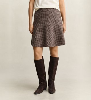 Houndstooth flare rok taupe