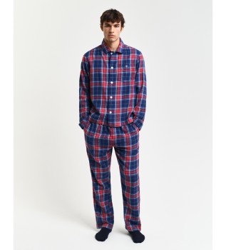 Caixa de oferta com pijama de flanela com camisa e calas vermelho, azul