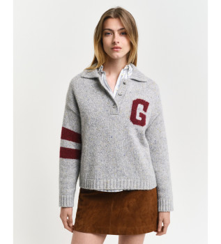 Grauer Polo-Pullover mit Intarsien G