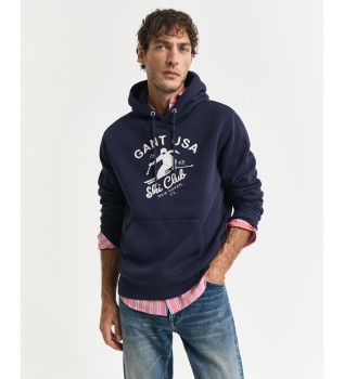 Hooded sweatshirt with navy Winter Sports design
