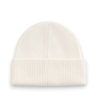 Geribbelde wollen muts in beige