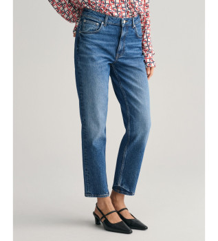 Jeans blu alla caviglia a gamba dritta