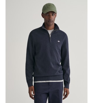 Pulver de algodo Flamme azul-marinho com meio fecho