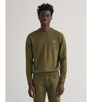 Camisola clssica de algodo verde com gola redonda