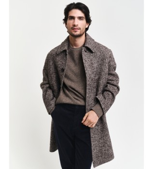 Camisola castanha com gola redonda e mistura de l