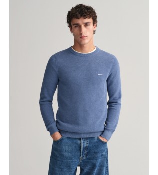 Cotton piqu crew neck jumper