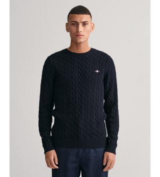 Navy ribbed crew neck jumper