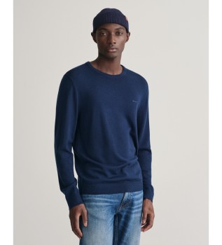 Jersey de lana merino extrafina con cuello redondo marino
