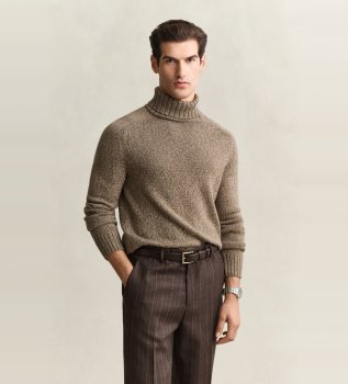 Jersey Wool Blend Mouline Turtleneck taupe